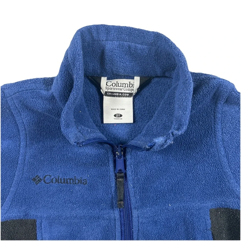 Columbia Fleece Full Zip Colorblock Jacket Blue Navy 2T Unisex Baby Toddler